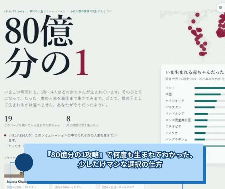 『80億分の1攻略』で何度も生まれてわかった、少しだけマシな選択の仕方