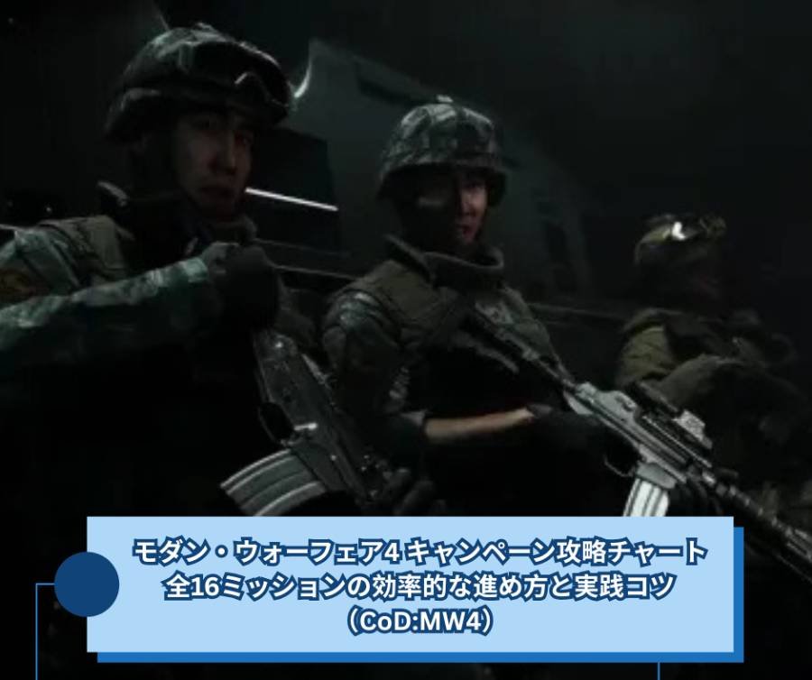 モダン・ウォーフェア4 キャンペーン攻略チャート｜全16ミッションの効率的な進め方と実践コツ（CoDMW4）
